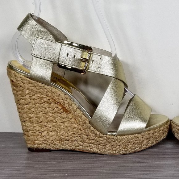MICHAEL Kors Giovanna Platform Wedge Espadrille Sandals, Gold, Womens Size 5.5 M - Picture 7 of 14